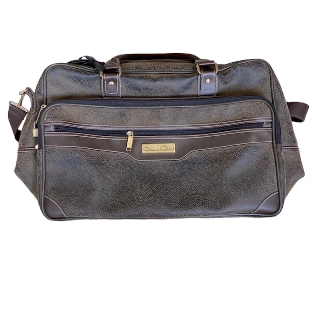 Vintage Oscar De La Renta | Faux Leather Pebbled‎ Luggage Travel Bag